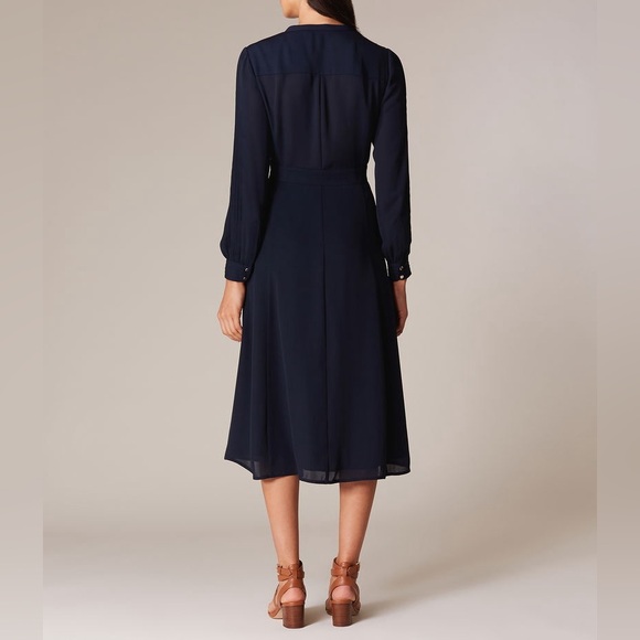 Karen Millen Pleated Midi Shirt Dress Navy Blue size 8 - Picture 4 of 11